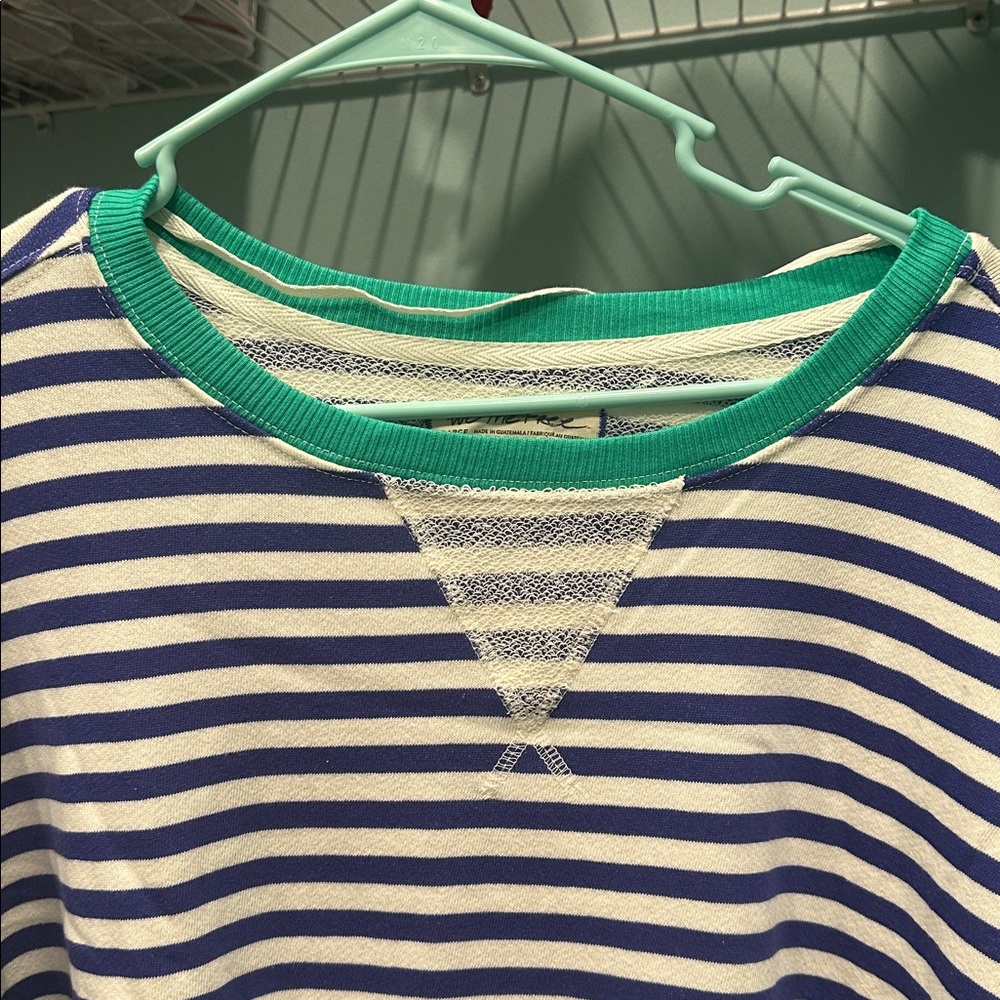 We The Free Blue and White Striped Sweater with Green Trim - Picture 4 of 6